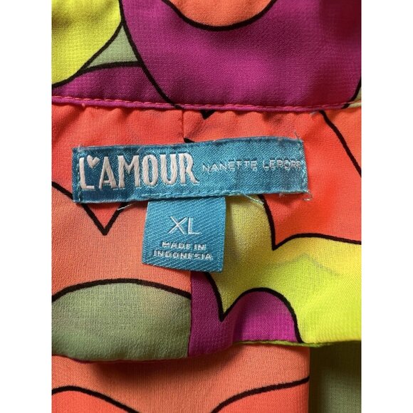 Nanette Lepore Swim Water Cover Up Size XL Retro Hippie Colorful Beach Sheer - Picture 3 of 10